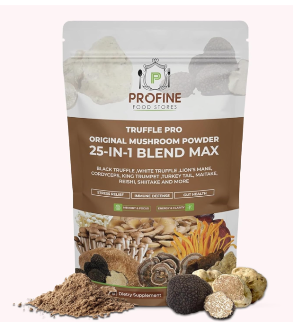 Truffle PRO Mushroom Powder Mix 25- in - 1 Super Blend 5000 mg, with Black Truffle and White Truffle - 340 gr Pack